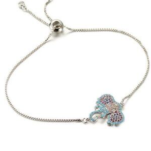 Small Elephant Thin Silver Bracelet